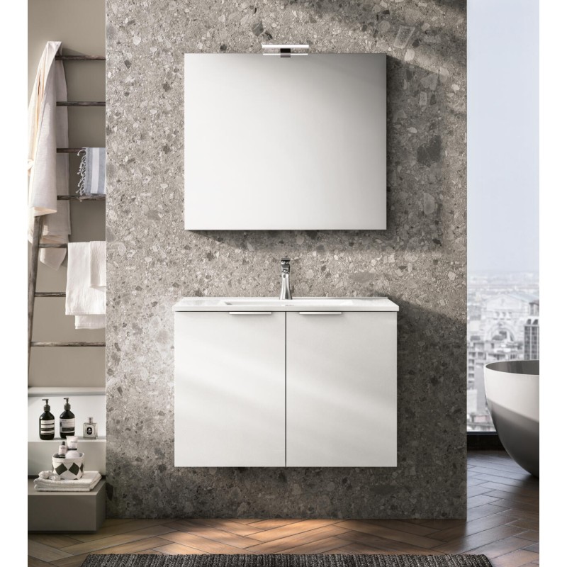 Vladon Set Mobile Bagno Aloha V2 – 189x193x51 Cm, Bianco Opaco E Lucido, Con Ante Softclose E Ripiani Regolabili - 6