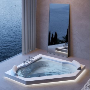 Aura Corner 160 Corian Hydromassagewanne 164x164 h60cm