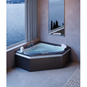 Aura Corner 160 Hydromassagewanne in Teak/Wengè