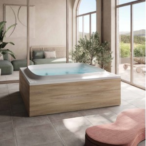 Skyline Hydromassage-Badewanne 190x190 cm mit LED-Illumatherapie