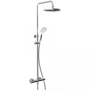 DUSCHSÄULE Wandmontierte Thermostat-Duschsäule, Umsteller, Ø300 Duschkopf, 1,5 m flexibler Schlauch und GESSI-Handbrause GESSI S