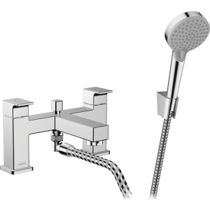 VERNIS SHAPE 2-Loch Wannenrandarmatur mit Umsteller und Hansgrohe Handbrause HANSGROHE - 1