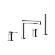 GEAR 4-Loch Wannengruppe mit Auslauf, Umstellung, 1,5m flexiblem Schlauch und Antikalk-Handbrause GESSI GESSI SPA  - 2
