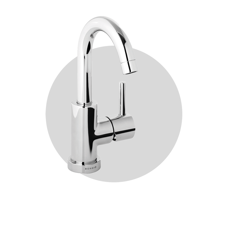 T LEVA LATERALE Miscelatore Lavabo Bocca bassa girevole completo di scarico 1.1/4" Cromo  Bongio 32581 BONGIO RUBINETTERIE  - 1