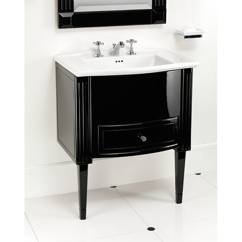 Meuble sous-vasque Domino pour vasque Westminster L69,5xH88xP50 laqué Noir Profond DEVON&DEVON - 1
