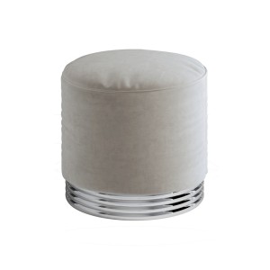 Zelda Pouf with brass base - Wark Gray cmØ46xH45 DEVON&DEVON - 1