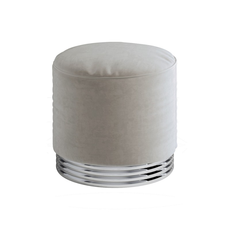 Zelda Pouf con base in ottone - Wark Grey cmØ46xH45 DEVON&DEVON - 1