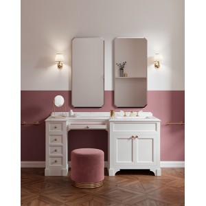 Flair Waschbeckenunterschrank mit Calacatta Borghini-Marmorplatte L128,3xH102xT61,2 mit englischer grüner Lackierung DEVON&DEVON