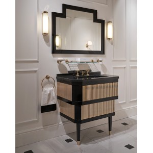 Waschbeckenunterschrank Metropolitan mit Absolute Black Granite-Marmorplatte L88,5xH95xT53,3 mit Hochglanzlackierung DEVON&DEVON