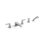 Twenties Bathtub mixer for 5-hole edge-mounting, with diverter and hand shower - Chrome Calacatta gold DEVON&DEVON - 1