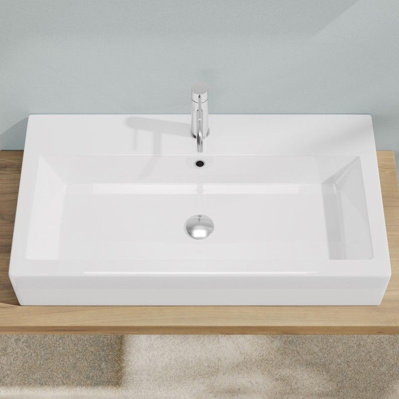 BAHIA 13 Waschbecken 80X36,5 Einloch mit überlauf Weiss HATRIA HATRIA - 1