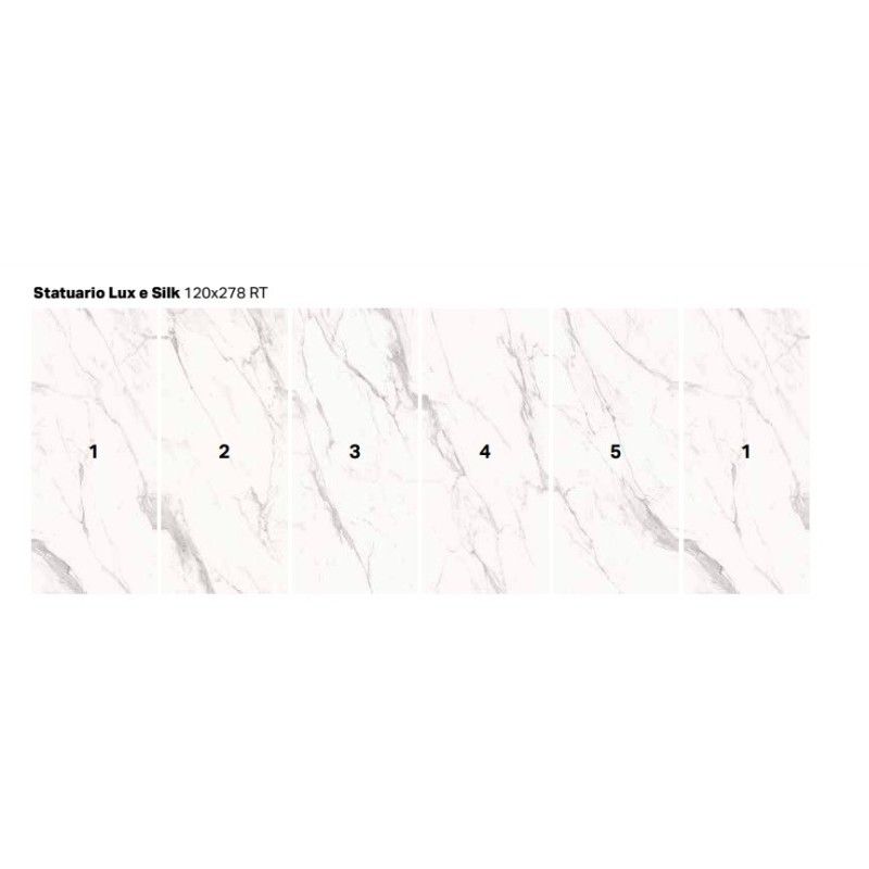 PURITY MARBLE 120X278 VEIN MATCHING STATUARIO SILK C5 DECORO - SUPERGRES VMSS CERAMICHE SUPERGRES - 1