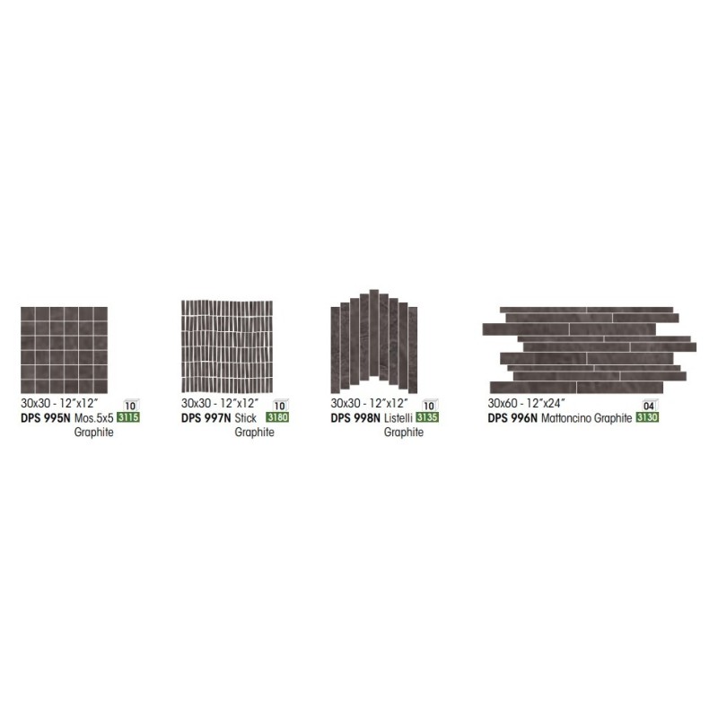 DEEPSTONE MOSAIC LISTELLI 30X30 GRAPHITE - NOVABELL DPS998N NOVABELL - 1