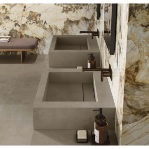 HABITAT UP A rectangular stoneware countertop washbasin