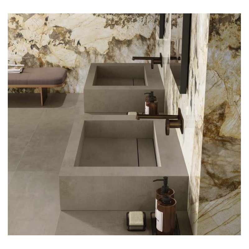 HABITAT UP A rectangular stoneware countertop washbasin