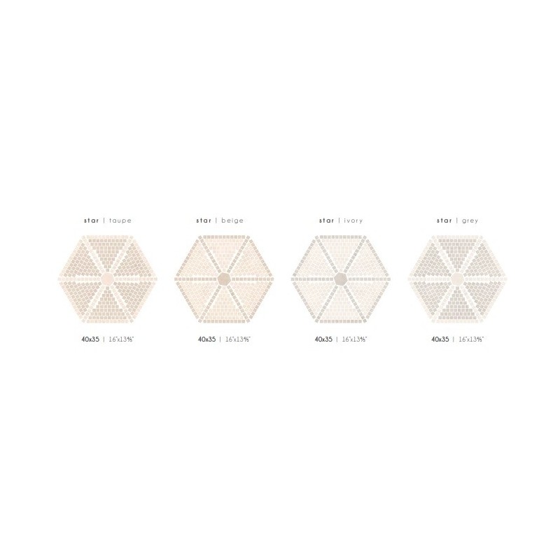 LUTEZIA IVORY GREY MOSAIQUE STAR 40x45 - CERAMICA RONDINE J93404 CERAMICA RONDINE - 1