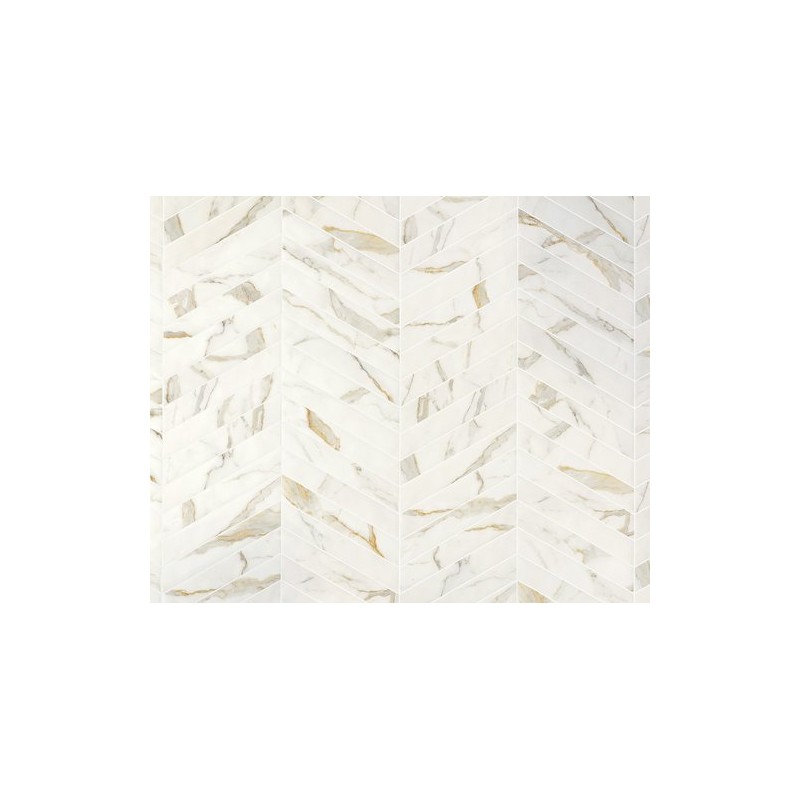 SCULTOREA Calacatta Oro Chevron 7.5x45 – matt marble-effect tile