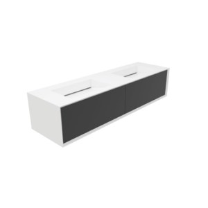 Meuble Milano MDF blanc avec vasques intégrées