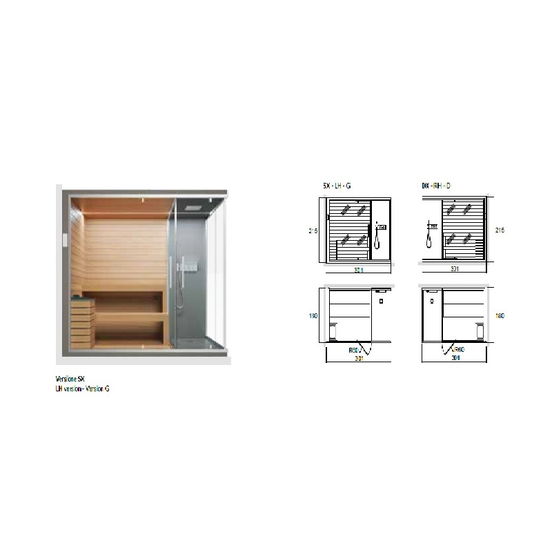 ETHOS G Sauna + Spazio Doccia  L.301 x P.180 x H.215 TIGLIO HPL - Hafro - Geromin HAFRO-GEROMIN - 1