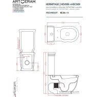ARTCERAM HERMITAGE BACK TO WALL CLOSE-COUPLED WC HEV006 + CERAMIC CISTERN+WASTE SYSTEM DOUBLE FLOW ARTCERAM - 2