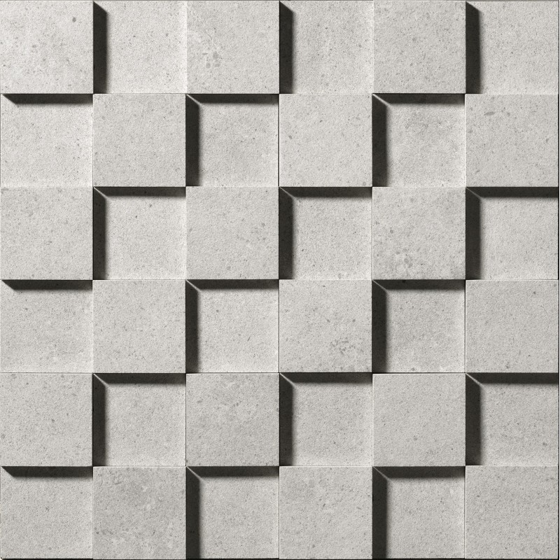 SQUARE MOSAIC CUBE 3D WHITE 30x30 cm - CERCOM
