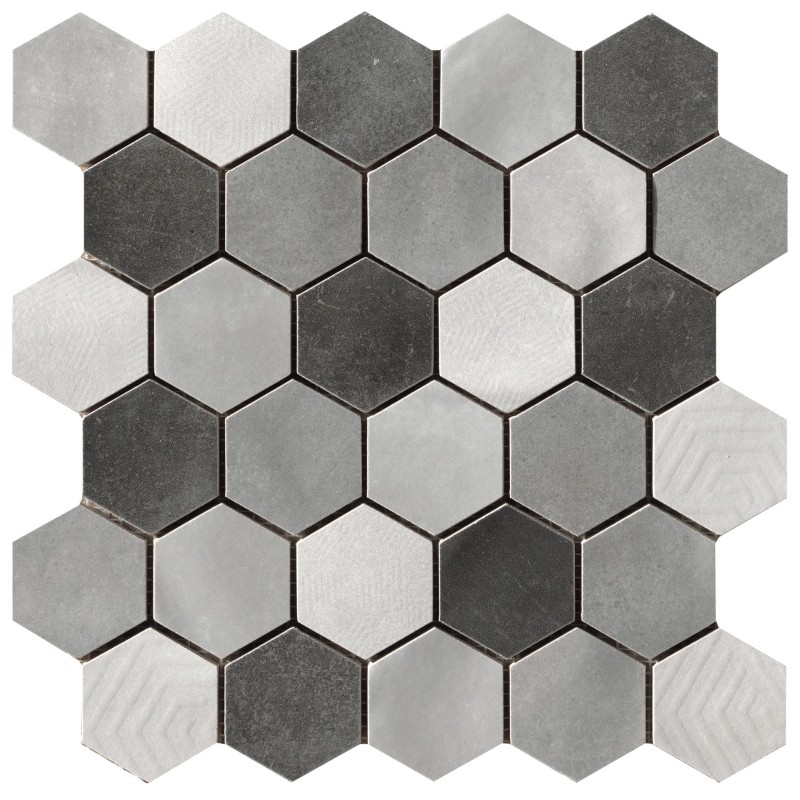 Materia Prima hexagon mosaic mix grey 27x27cm