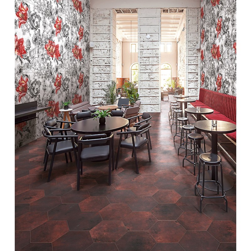 MIAMI Esagona Red Clay 24x27,7 cm - effetto pietra opaca