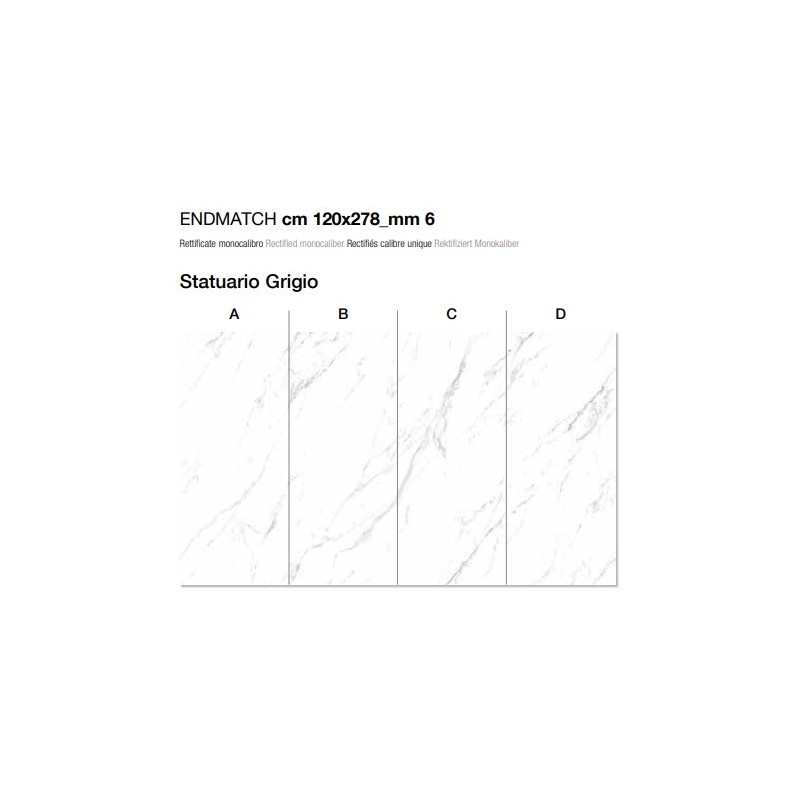 Marmoker Statuario Grigio 120x278 6mm - Casalgrande Padana