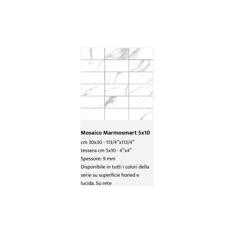 Marmosmart Marquina glossy 5x10 mosaic 30x30