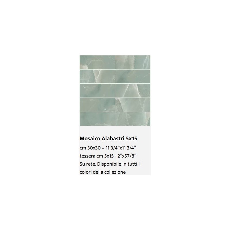 Alabastri Green Glossy 5x15 mosaic on 30x30 - Casalgrande Padana
