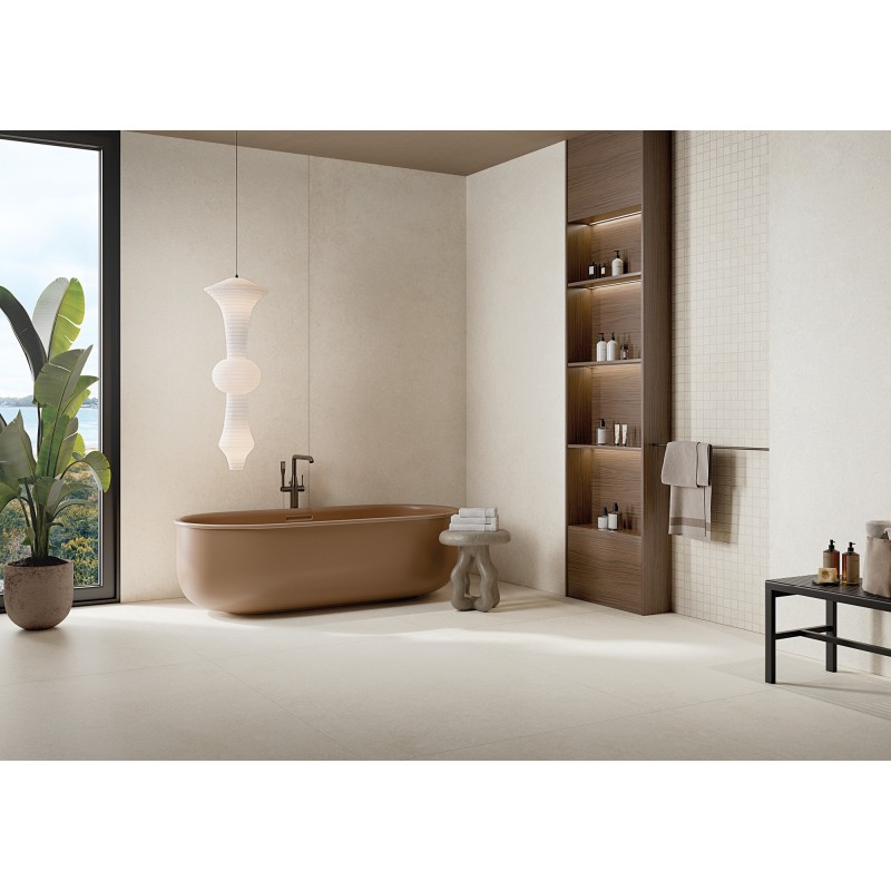 Moon Cream 100x100 - Gres effetto pietra Bianco Naturale