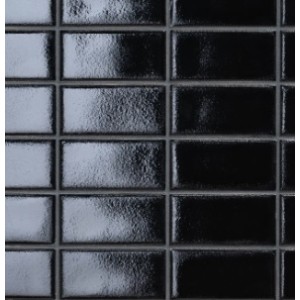Mosaïque MUTINA KGDG72 01 DIN DIN BLACK GLOSSY 3,6x7,4; 30,2x30,2cm, 9mm, surface brillante