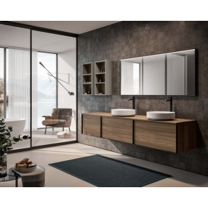 GB CLASS 02: modernes Badmöbel 220 cm, 934 Noce Brown