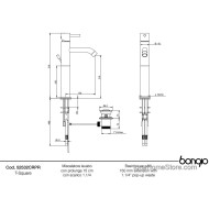 Bongio T SQUARE miscelatore lavabo con prolunga 150 mm. e scarico 1.1/4" BONGIO RUBINETTERIE - 4