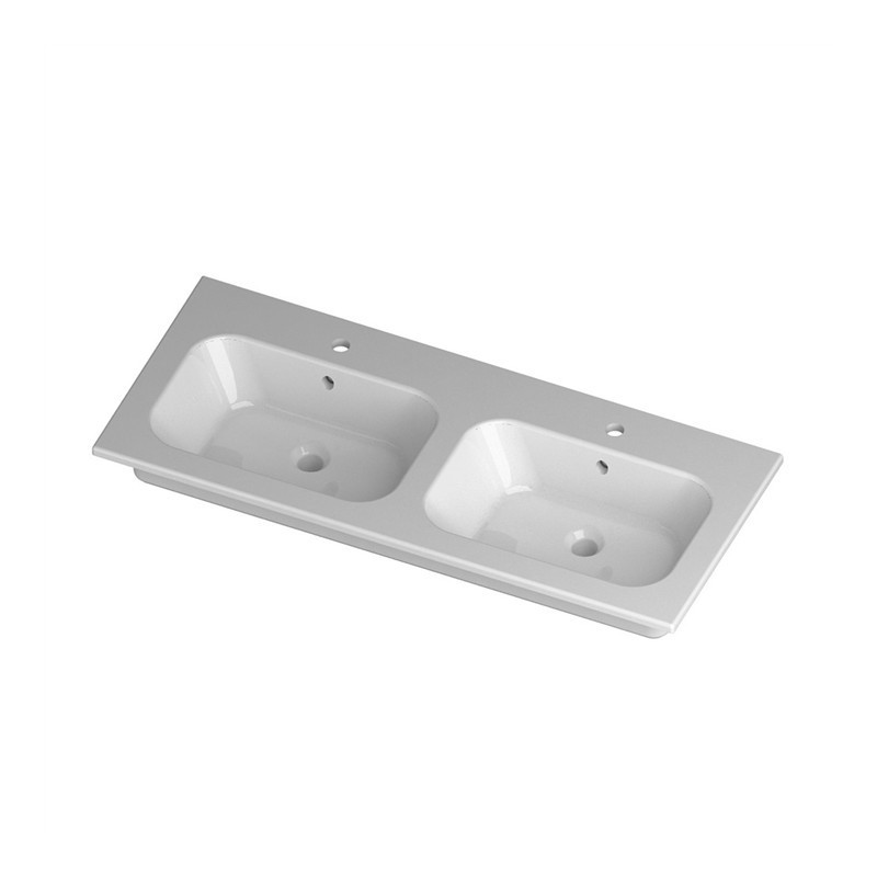 CONSOLE QUBO 121 SQUARE DOUBLE BOWL Disegno Ceramica DISEGNO CERAMICA - 1