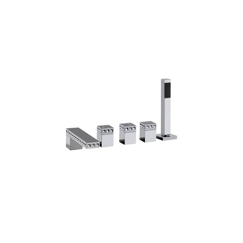 PURE GLAME Gruppo Vasca 5 fori bordo vasca con set doccia e Swarovski 6P531/DSW BONGIO RUBINETTERIE  - 1