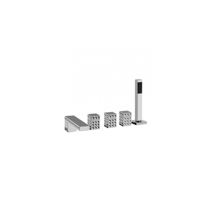 PURE GLAME LUX Gruppo Vasca 5 fori bordo vasca con set doccia e Swarovski 6L531/DSW BONGIO RUBINETTERIE  - 1