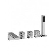 PURE GLAME LUX Gruppo Vasca 5 fori bordo vasca con set doccia e Swarovski 6L531/DSW BONGIO RUBINETTERIE  - 1