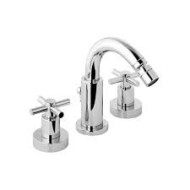 T CROSS Batteria  Bidet 3 fori con bocca completa di scarico 1.1/4" Cromo  Bongio 30503 BONGIO RUBINETTERIE  - 1