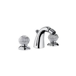 RADIANT Bidetarmatur 3 Loch mit Hahn  mit Ablaufgarnitur 1.1/4" Chrome  Bongio 02503 BONGIO RUBINETTERIE  - 1