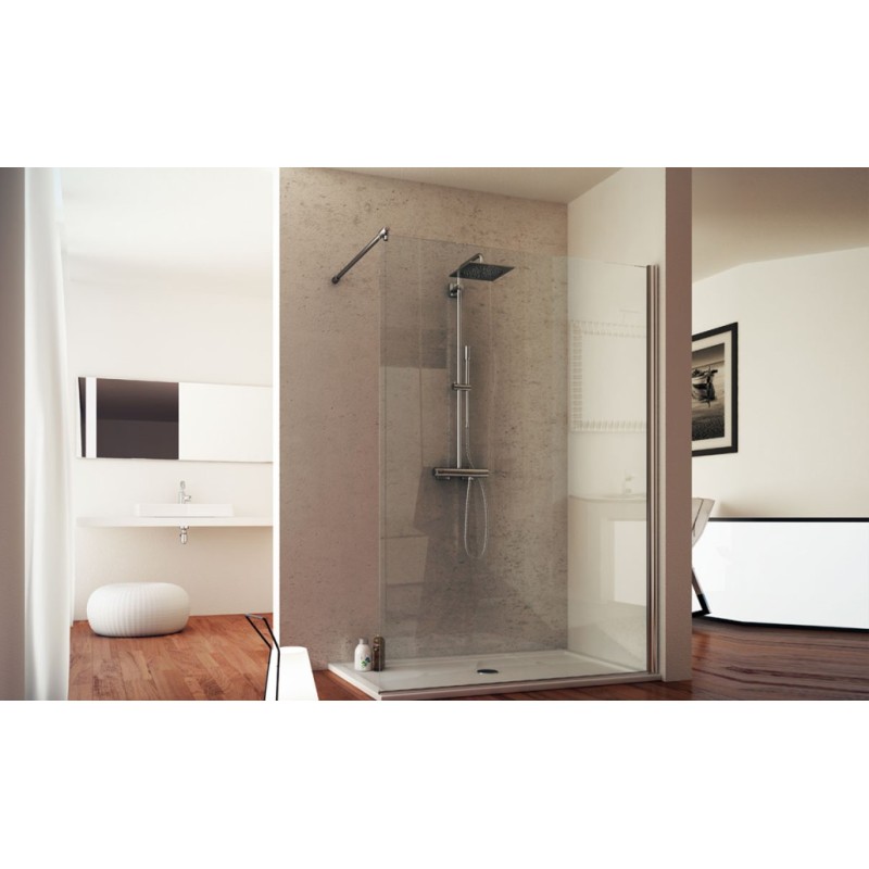 Pharo Fixed Shower Screen  from  90cm Chrome  Crystal 6mm Transparent FORTE BOX DOCCIA  - 1