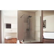 Pharo Fixed Shower Screen  from  90cm Chrome  Crystal 6mm Transparent FORTE BOX DOCCIA  - 1