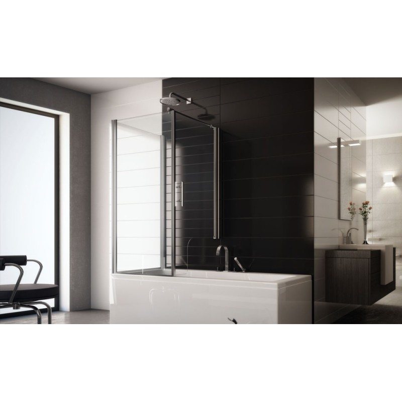 Cube Bathtub Panel from  63-75cm Chrome  Crystal 6mm Transparent FORTE BOX DOCCIA  - 1