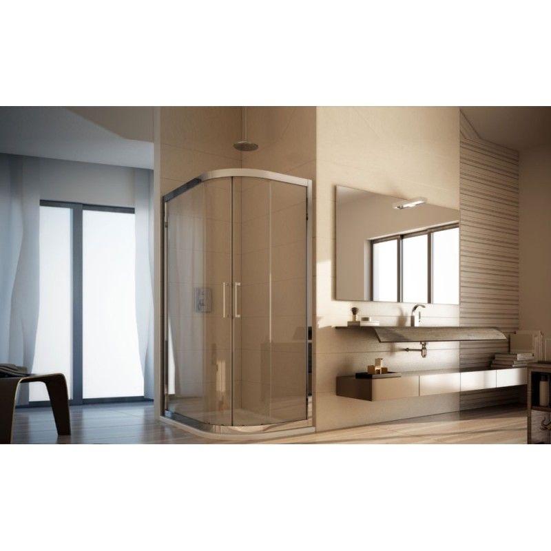 Giano Rectangular half round Panels sliding doors  from  80X100cm Chrome  Crystal 6mm Transparent FORTE BOX DOCCIA  - 1