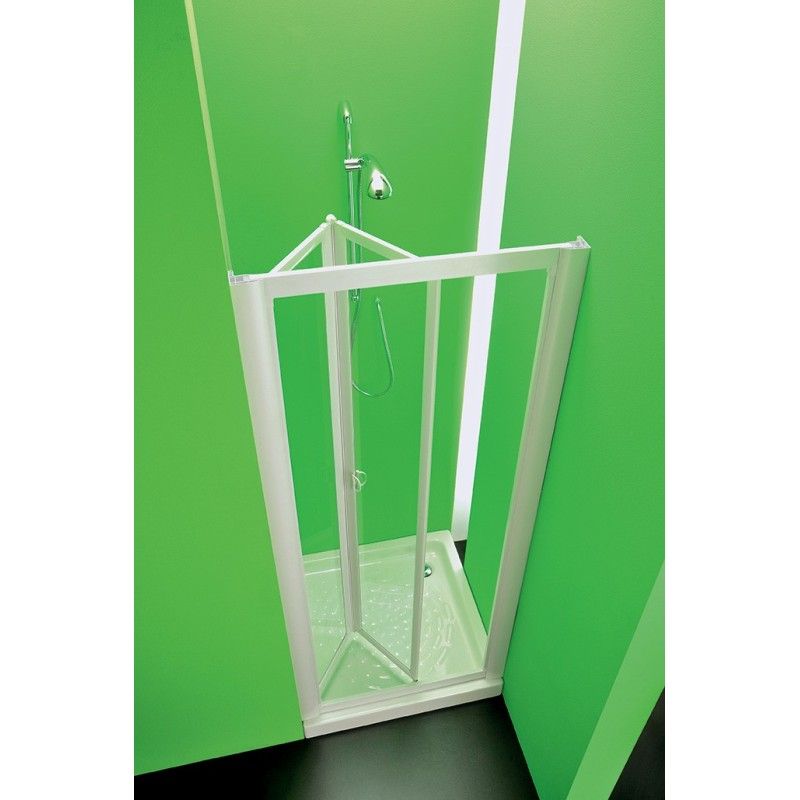 Domino Porta Box Doccia  da  80cm Bianco Cristallo Temperato 3mm Trasparente FORTE BOX DOCCIA  - 1