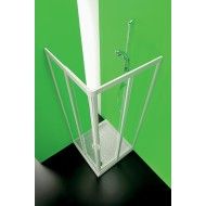 Vela Ecke Duschkabine  von  100X80cm Weiss Temperiertes Kristall 3mm Transparent FORTE BOX DOCCIA  - 1
