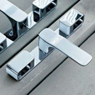 AXOR URQUIOLA 3-Loch Waschtischarmatur 50 mit Platte und Zugstangen-Ablaufgarnitur  Cromo  AXOR 11040000 HANSGROHE - 1