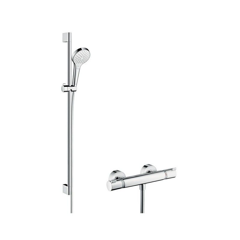 Croma 110 Select S Systeme de douche externe Vario avec thermostat Ecostat Comfort et tige de douche de 90 cm Hansgrohe 27014400