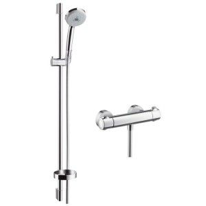CROMA 100 ECOSTAT Multi external shower system with Ecostat Comfort thermostatic and shower rod 90 CROMO Hansgrohe 27085000 HAN