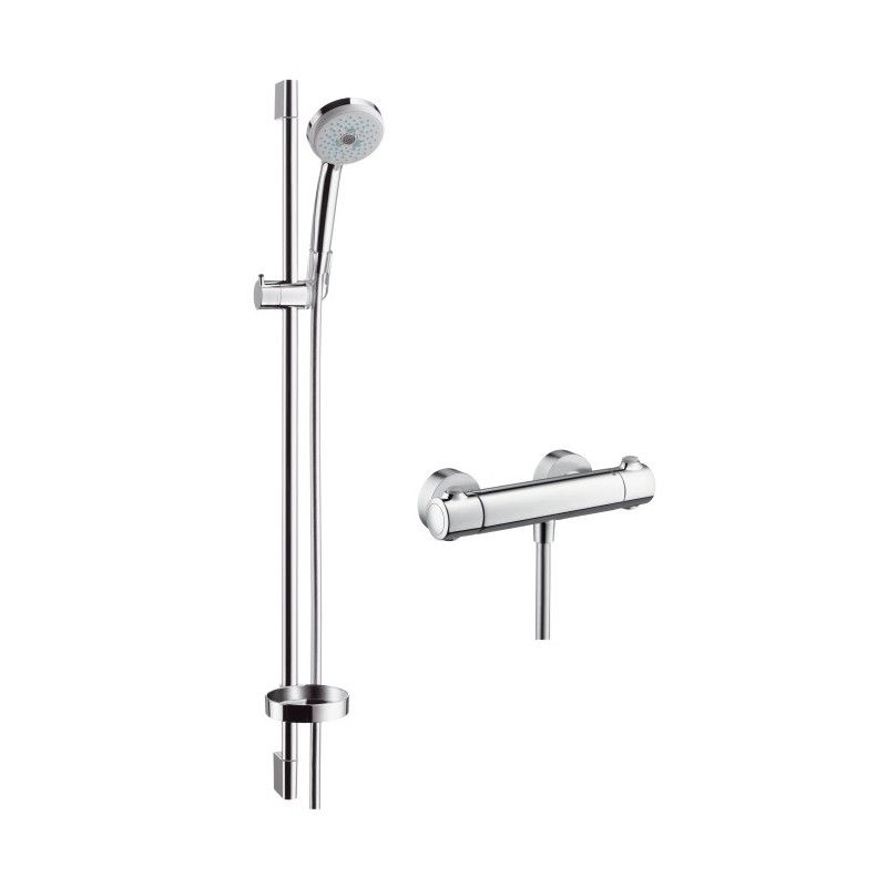 CROMA 100 ECOSTAT Sistema doccia esterno Multi con termostatico Ecostat Comfort e asta doccia 90 CROMO  Hansgrohe 27085000 HANSG